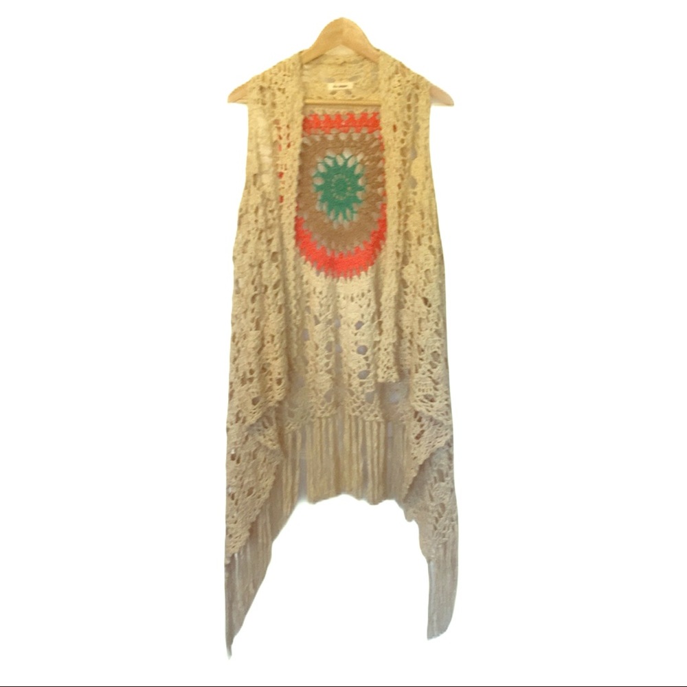 Crocheted fringe vest